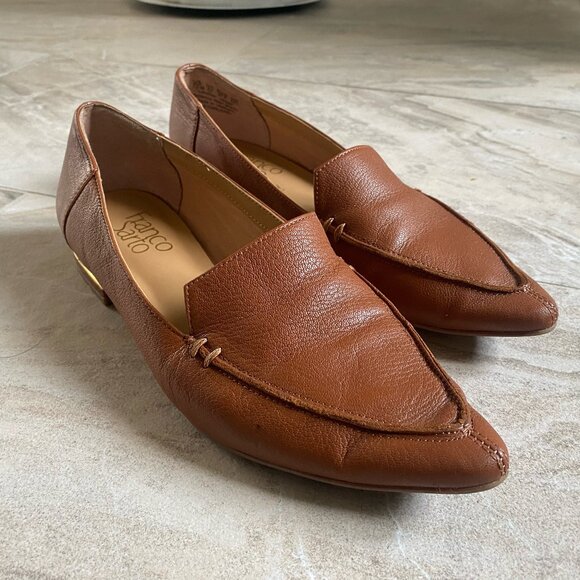 FRANCO SARTO STARLAND COGNAC LEATHER LOAFERS SIZE 7.5 - Picture 1 of 1